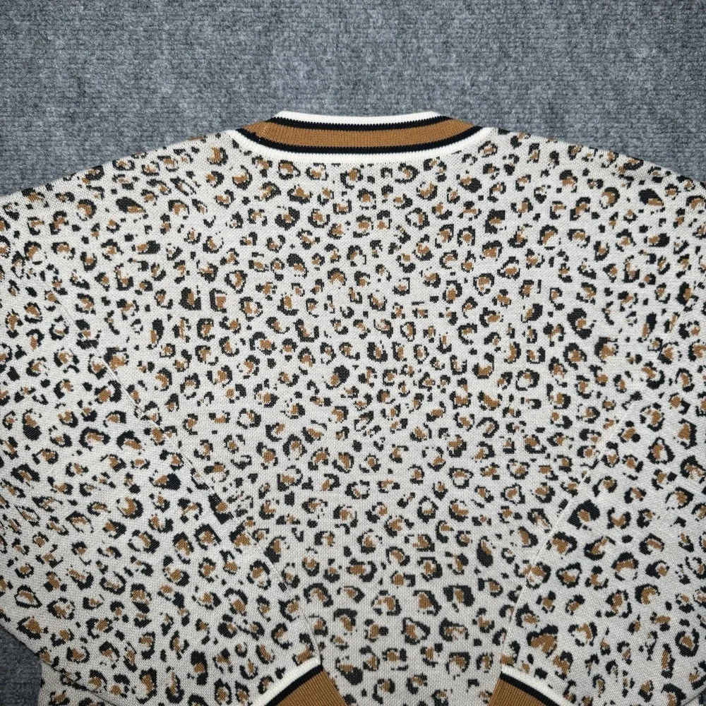 Veronica Beard Leopard Cheetah Print V-neck Pullover Sweater S Merino Wool Blend - Picture 12 of 13
